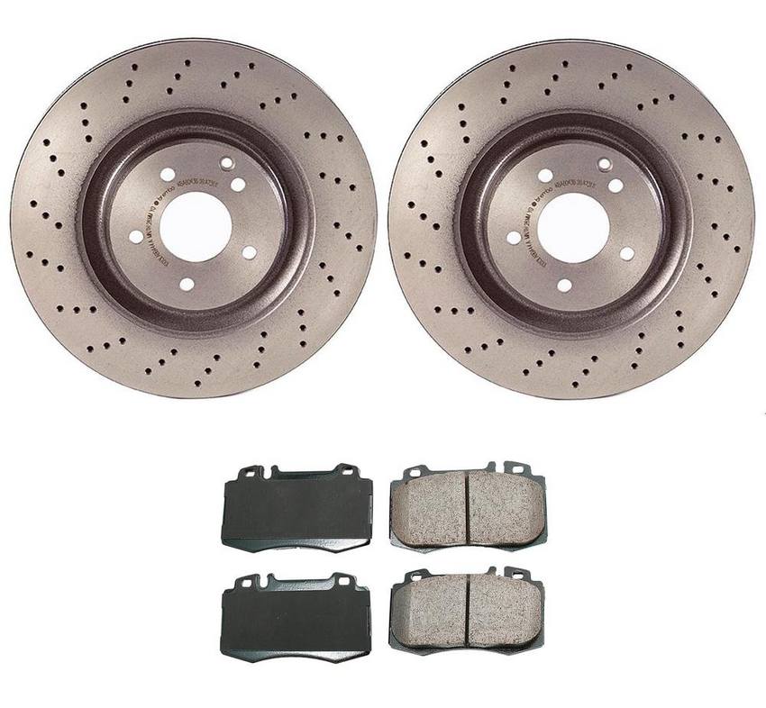 Mercedes Disc Brake Pad and Rotor Kit - Front (345mm) (Ceramic) (EURO) 163420102041 - Akebono Euro Ultra-Premium 4115218KIT